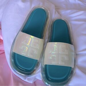 tory burch iridescent slides